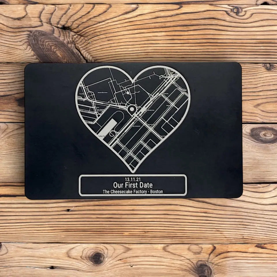 Personalized Metal Map Card - Laser Etched