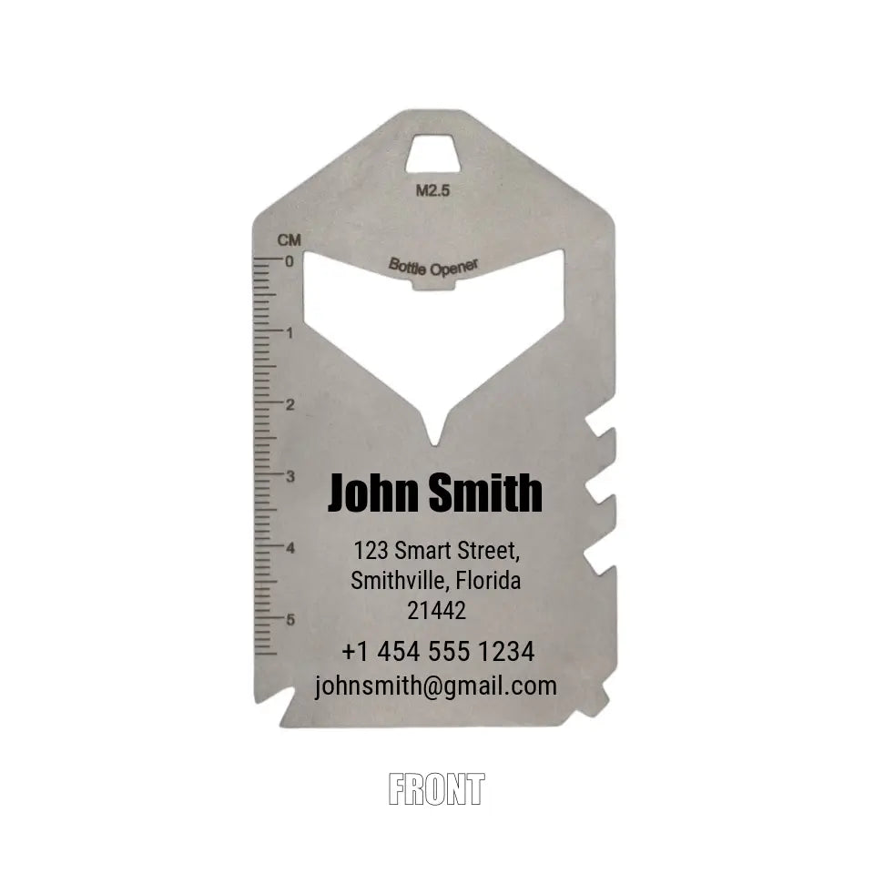 Personalized Metal Luggage Tag Multi Tool Card - Laser Etched