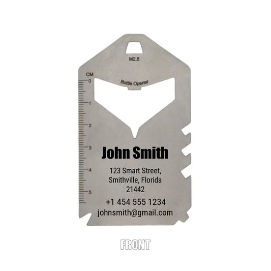 Personalized Metal Luggage Tag Multi Tool Card - Laser Etched